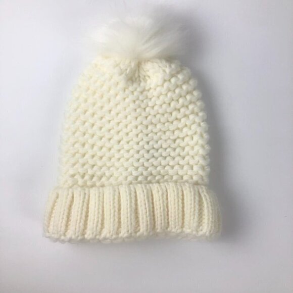 Rampage Accessories - Rampage Women's Beige Knit Pom Beanie Hat